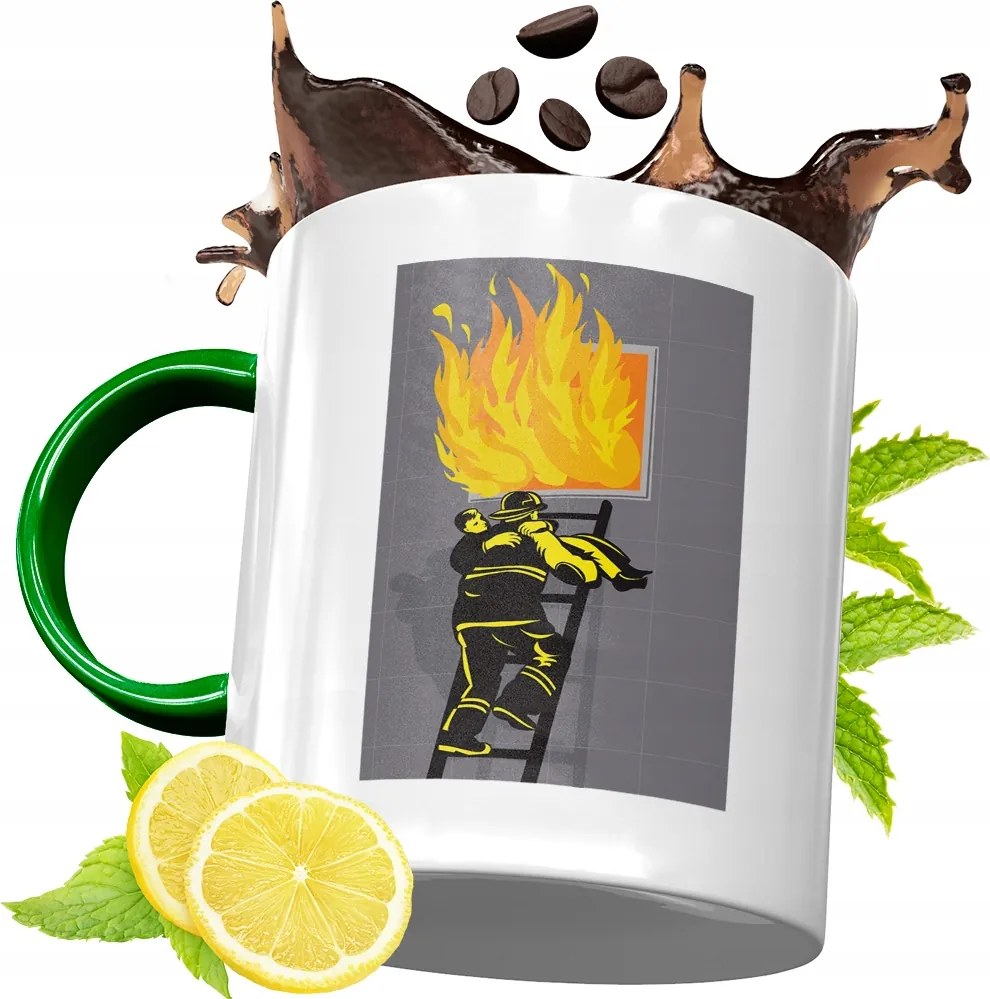 Zöld Bögre Tűzoltónak Tökéletes Ajándék fényképes nyomtatással