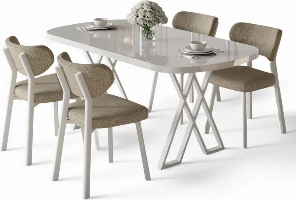 Axton étkezőgarnitúra, fehér-cappuccino, 168 cm – TR240CHR2700