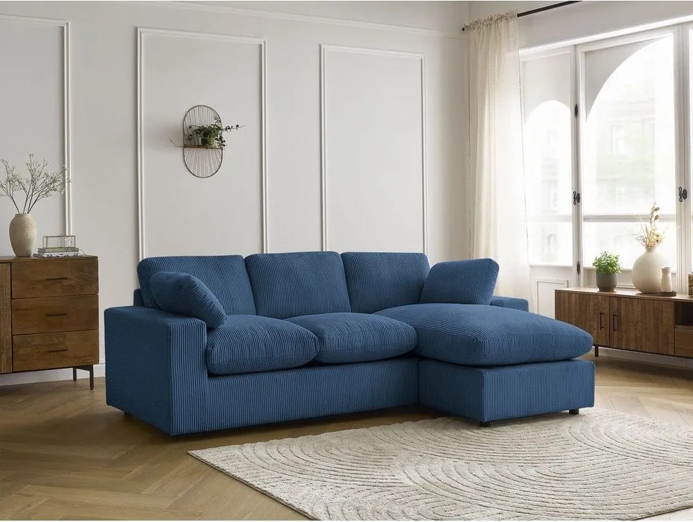 Kék kordbársony sarokkanapé Belair – Bobochic Paris