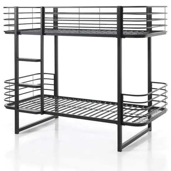 Fekete emeletes fém gyerekágy ágyráccsal 90x200 cm Oscar – Vipack