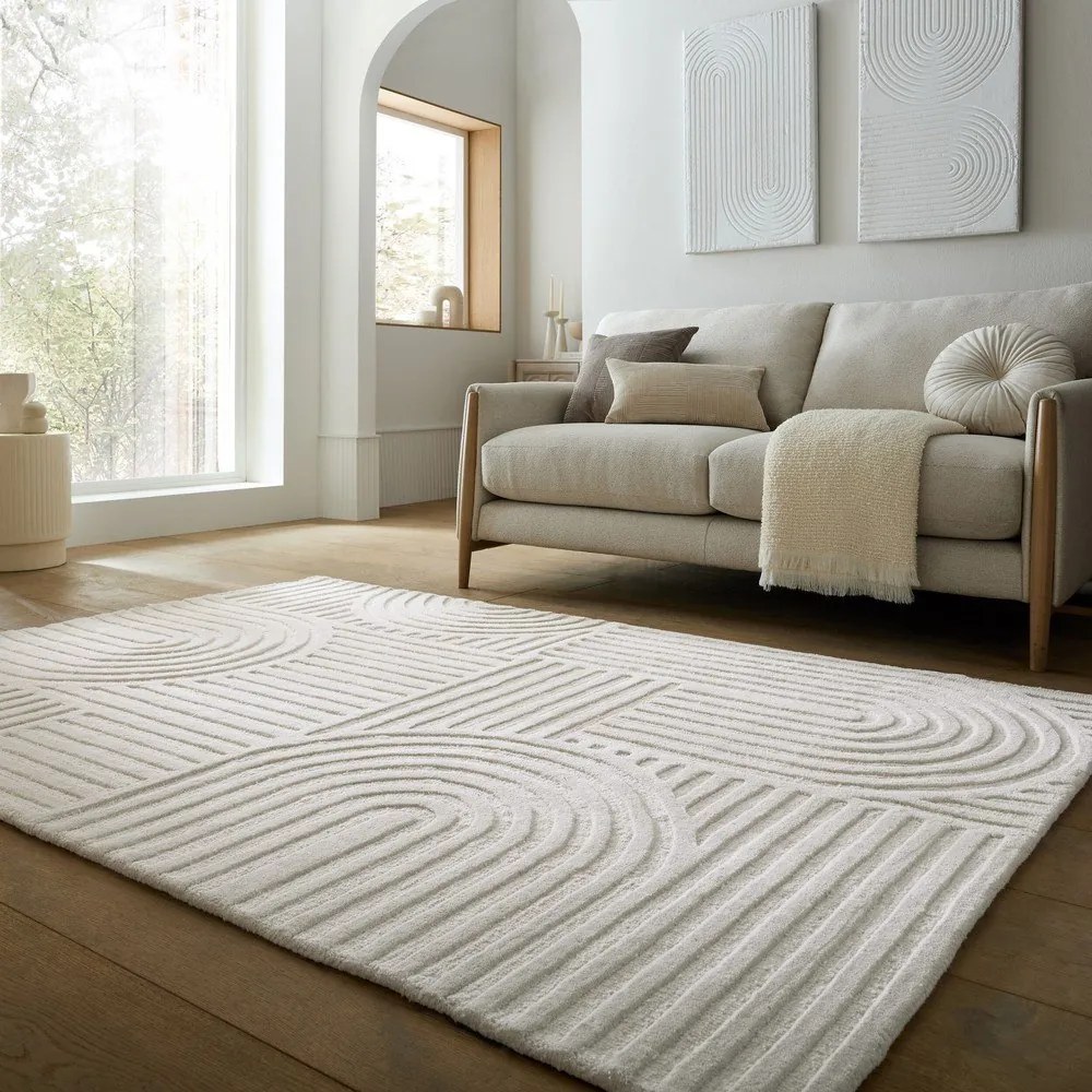 Elefántcsont színű kézi szövésű gyapjú szőnyeg 120x170 cm Zen Garden – Flair Rugs