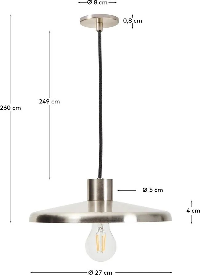 Ezüstszínű függőlámpa fém búrával Nuvira – Kave Home