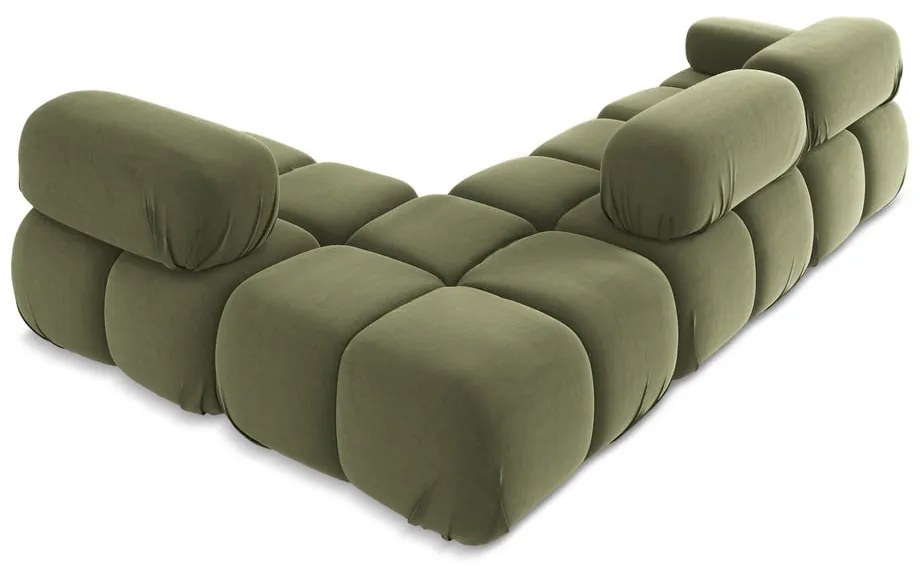 Világoszöld bársony moduláris sarokkanapé (jobb oldali) Lokua – Makamii