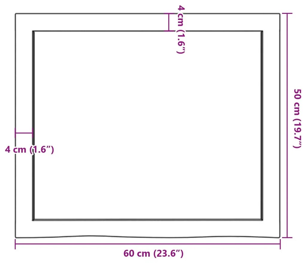 kezeletlen tömör tölgyfa fali polc 60x50x(2-4) cm