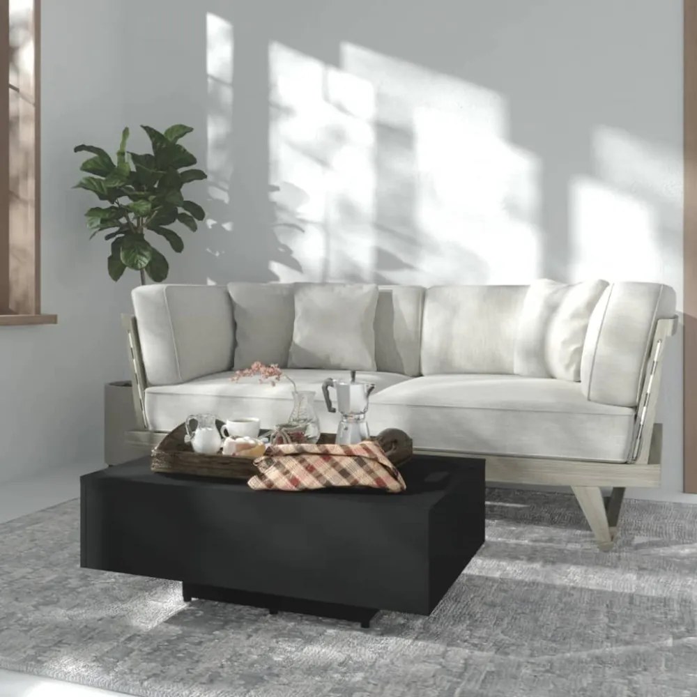 fekete szerelt fa dohányzóasztal 85 x 55 x 31 cm