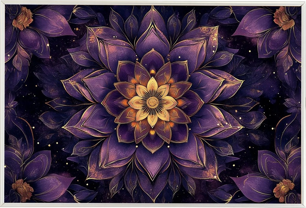 Poszter Alumínium Keret Mandala Harmónia Zen Meditáció Energia Virág 60x40