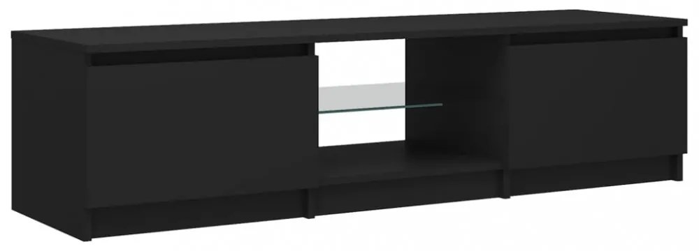 fekete TV-szekrény LED lámpákkal 140 x 40 x 35,5 cm