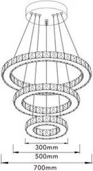 UNIVERSO Kristály üveg csillár 54w 4320lm CCT Távirányító IP20 Króm D700x1200mm