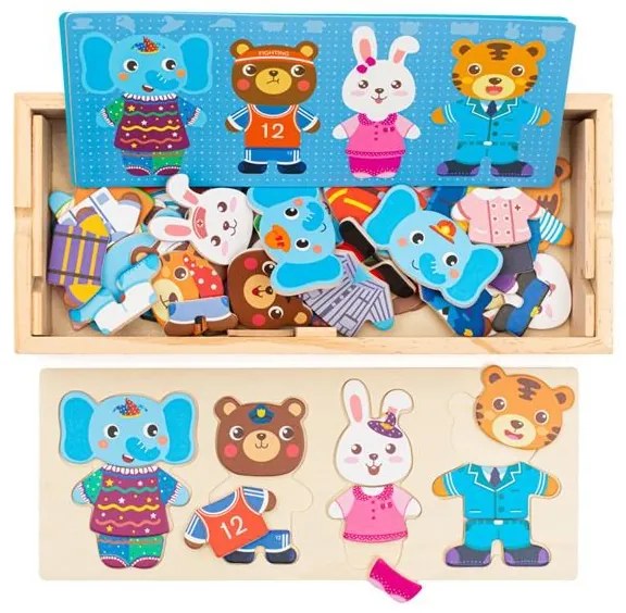 Állatos puzzle dobozban Montessori Baby Mix