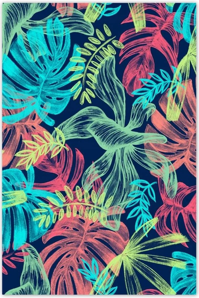 Poszterek 80x120 Monstera színes levelek