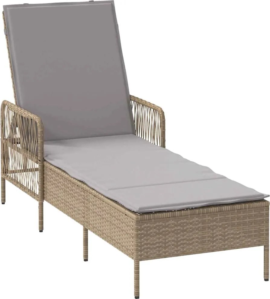vidaXL Napozó Beige és Világosszürke 55 x 200 x 92 cm polirattan