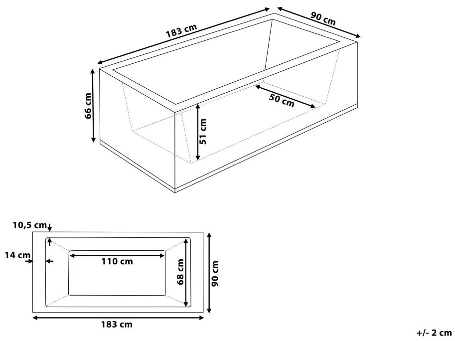Bal oldali fehér whirlpool masszázskád LED világítással 183 x 90 cm VARADERO Beliani