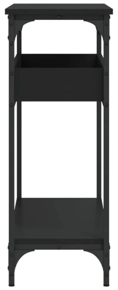 fekete szerelt fa tálalóasztal polccal 100x29x75 cm