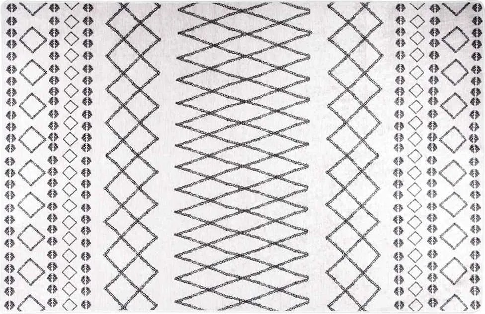 vidaXL fekete és fehér csúszásmentes mosható szőnyeg 80 x 150 cm