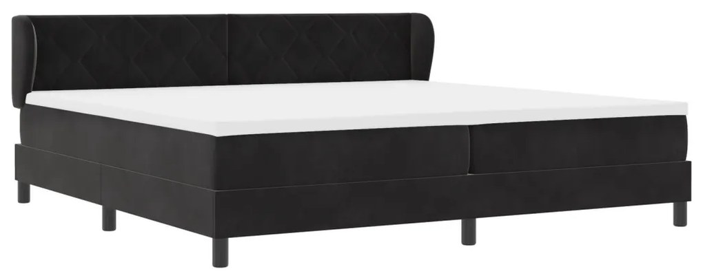 Boxspring Ágy Matrac Készlettel Fekete 200x200 cm Bársony