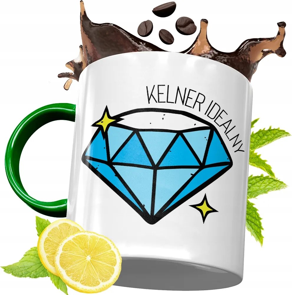 Zöld Bögre Pincérnek Pincérnőnek Ajándék fényképes nyomattal