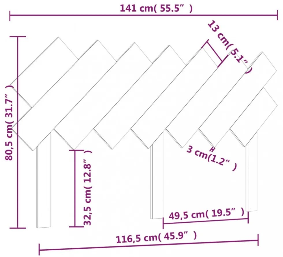fehér tömör fenyőfa ágyfejtámla 141x3x80,5 cm