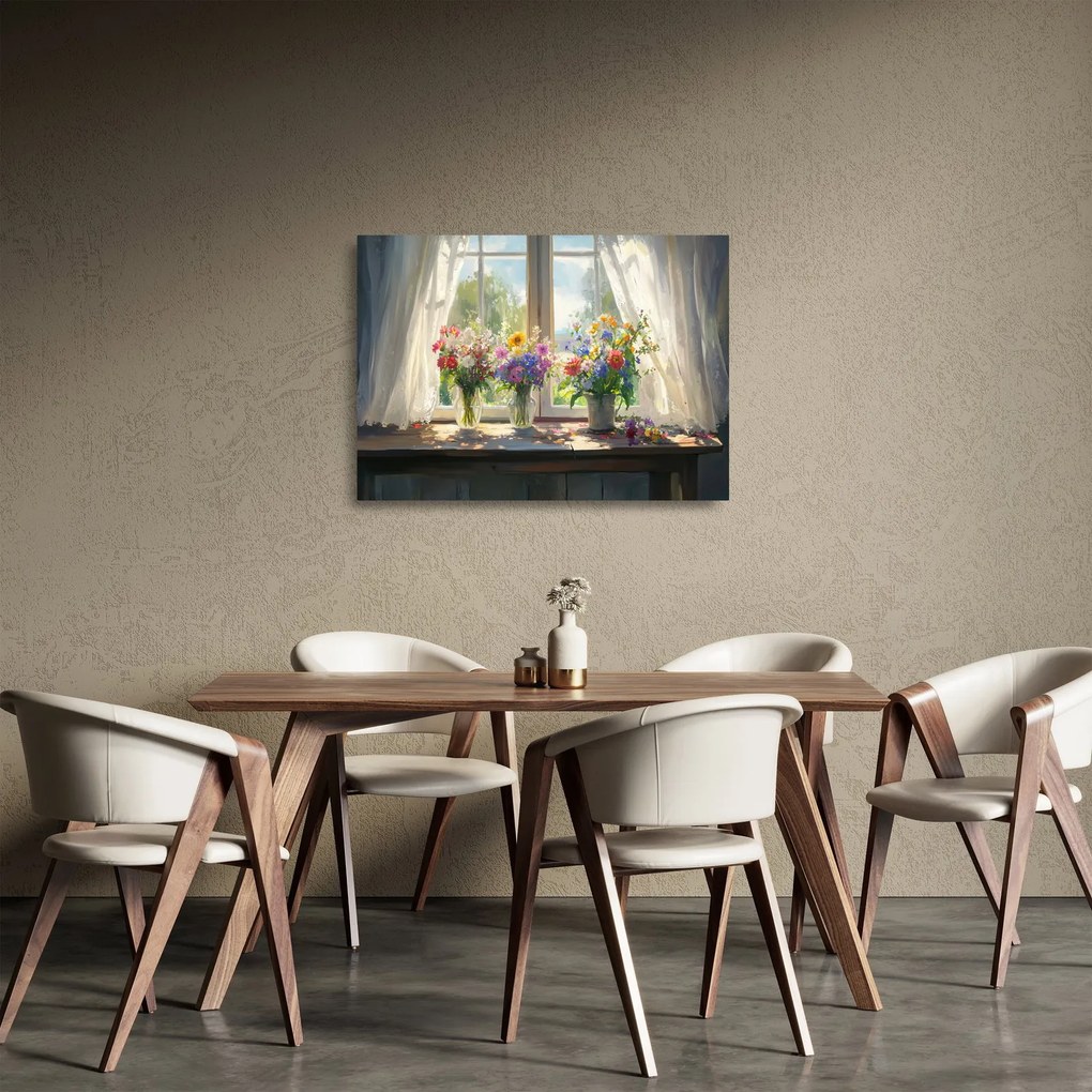Üveg kép - Csokor az ablaknál (70x50 cm)