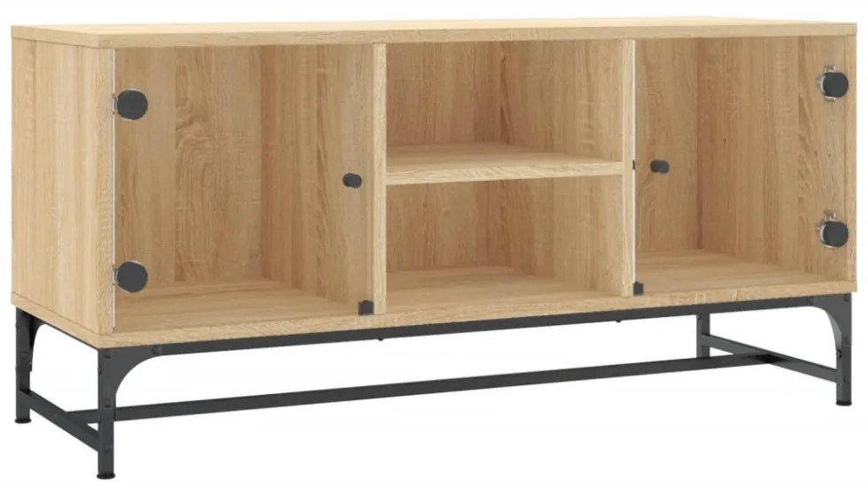 sonoma tölgy színű TV-szekrény üvegajtókkal 102 x 37 x 50 cm