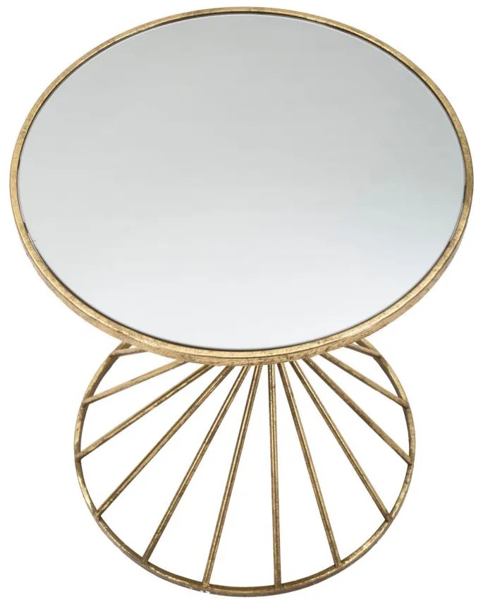 aranyszínű kisasztal tükörlapos asztallappal Ø42x50 cm – Glamour