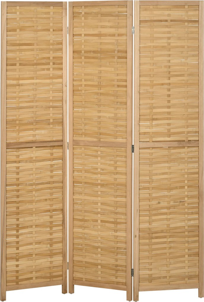 HOMCOM 3-panelos Paravent, 120 x 170 cm Szobai Elválasztó, Bambusz Partíció, Hajtható Magánéleti Képernyő, Szoba Elválasztó a Nappaliba és Hálószobába