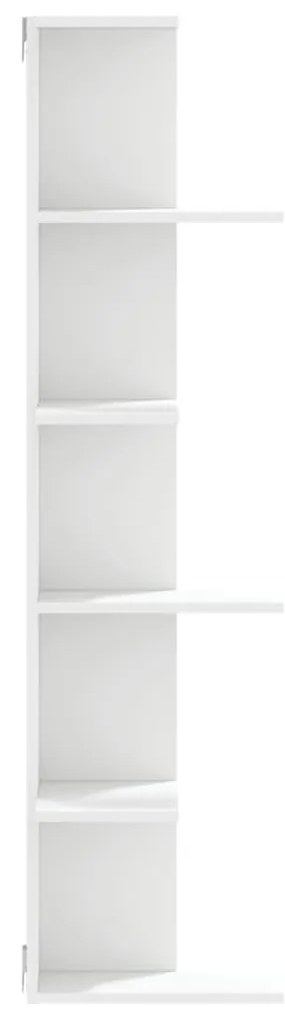 fehér szerelt fa fali sarokpolc 36,5 x 36,5 x 140 cm