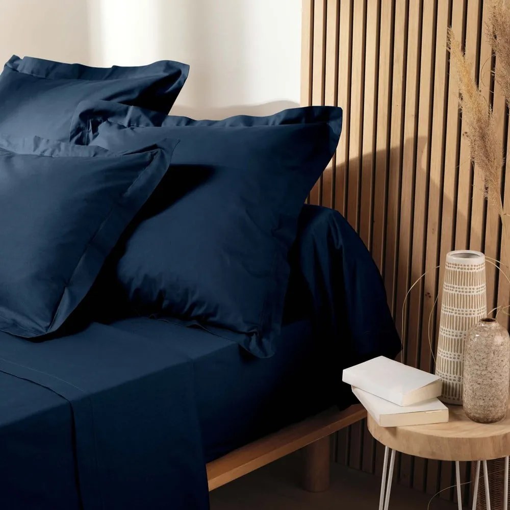 Sötétkék gumis bio pamut lepedő 180x200 cm Biolina – douceur d'intérieur