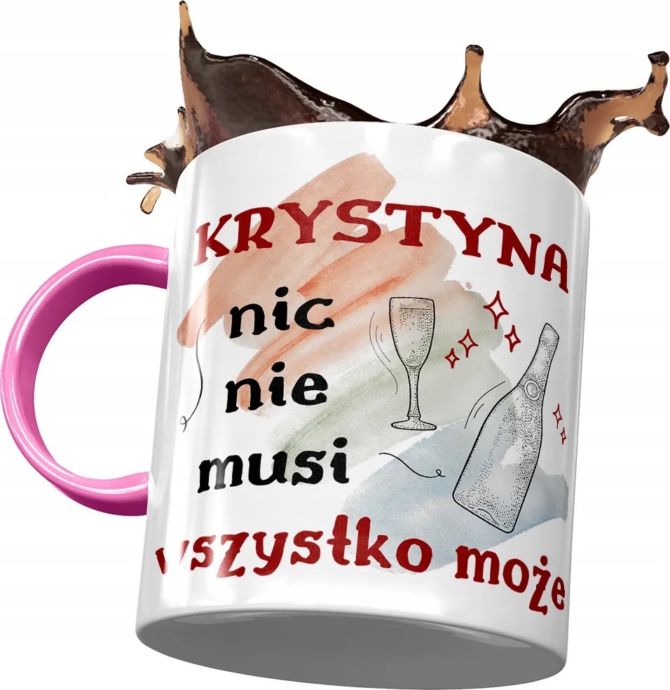 Rózsaszín Bögre Krisztina Barátnőnek Ajándék Nyomtatott Fotóval