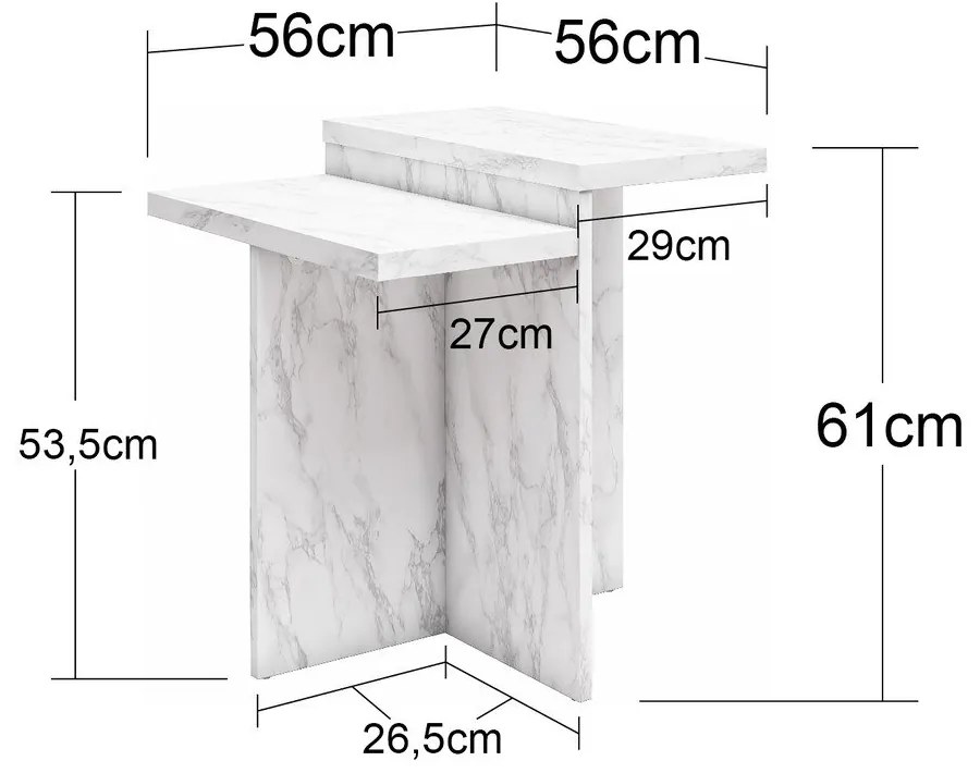 Fekete dohányzóasztal márvány dekorral 56x56 cm Brielle – CosmoLiving by Cosmopolitan