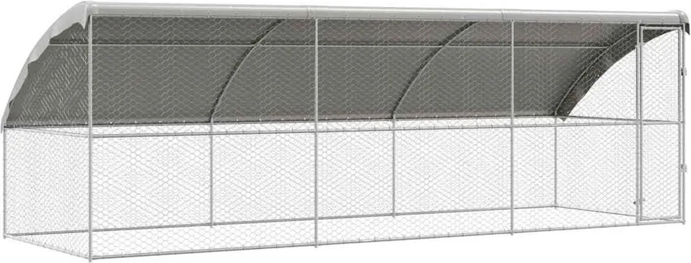 vidaXL Kutyaház tárolóval 3 pcs Ezüst 6 x 2 x 2 m Horganyzott acél