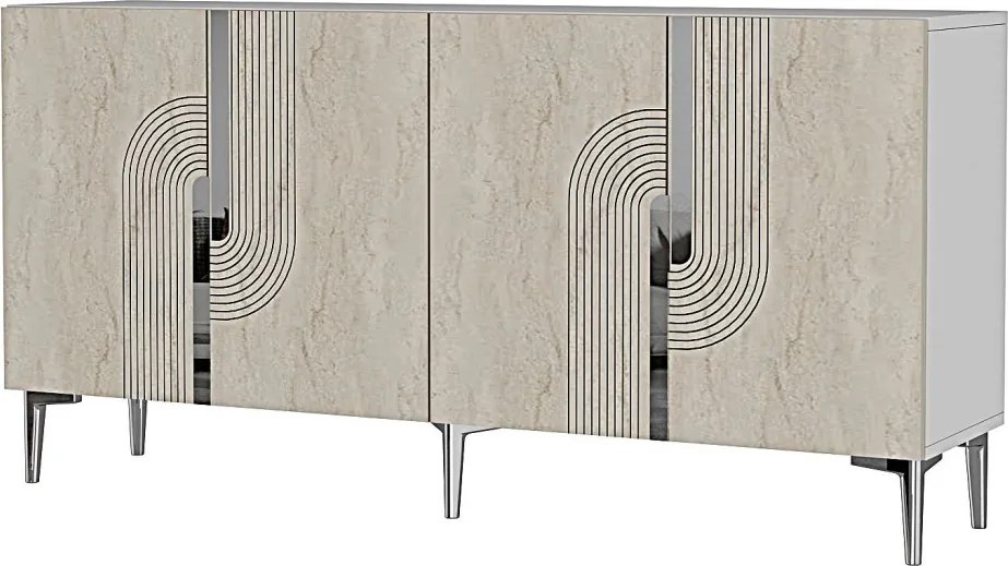 Meyra 150 - White, Travertine, Silver