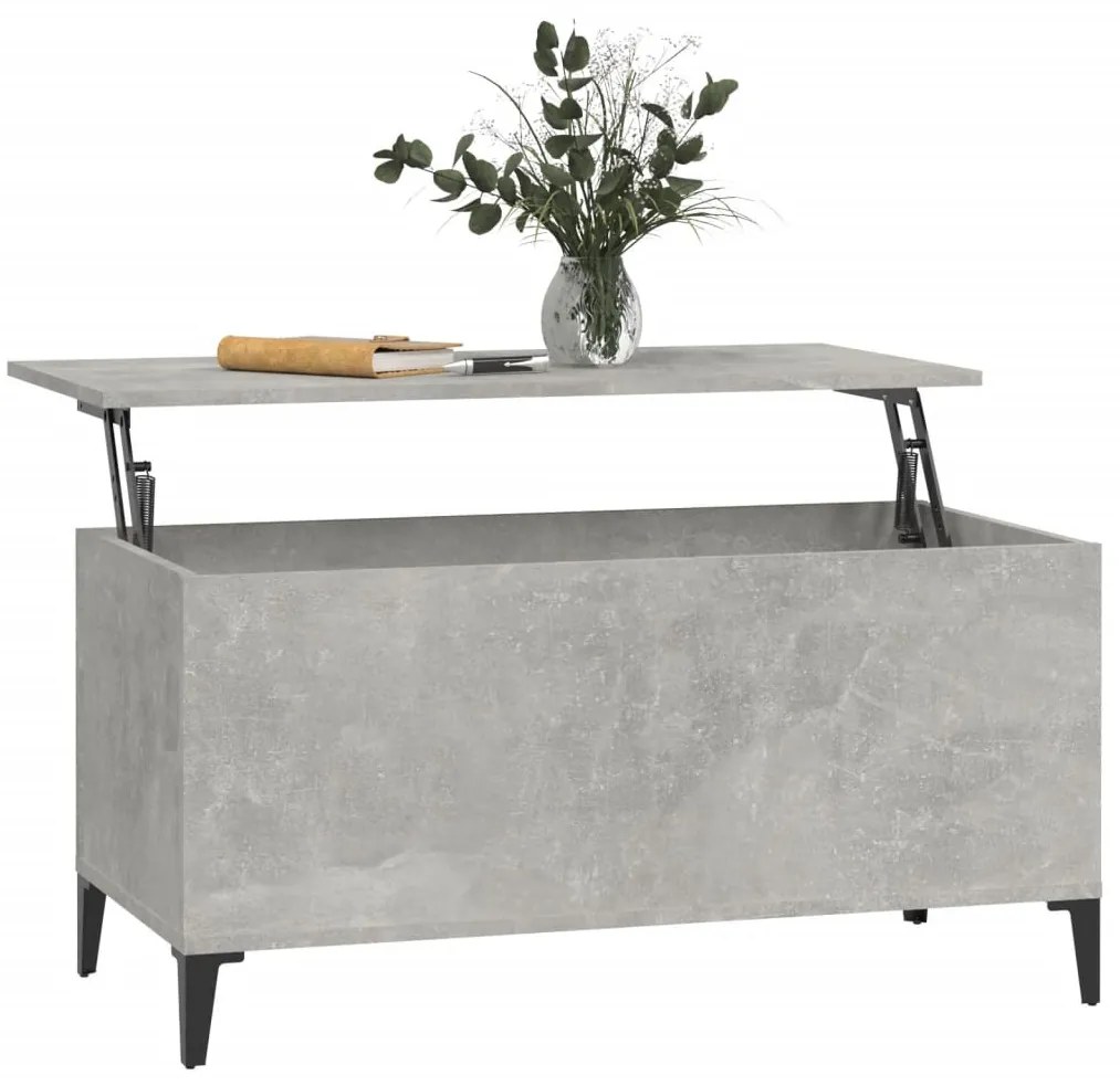 Betonszürke szerelt fa dohányzóasztal 90x44,5x45 cm