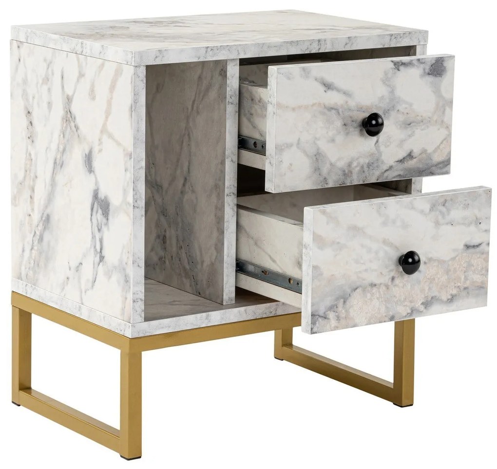Éjjeliszekrény Glimmer - Fressia Marble, Arany