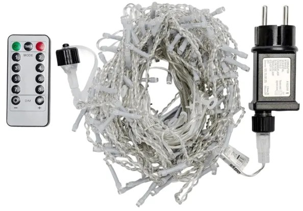 Aigostar - LED kültéri karácsonyi fényfüzér 150 db LED/6 W/230 V/8 világítási mód 1,5 × 1 m IP44 hideg fehér+ távirányító