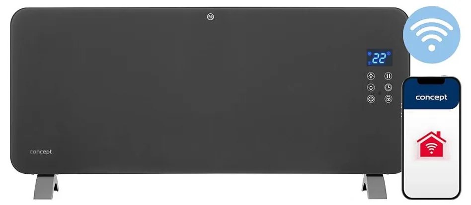 Concept KS4100 -Okos elektromos direkt fűtőtest/konvektor 1000/2000W Wi-Fi IP24 szürke