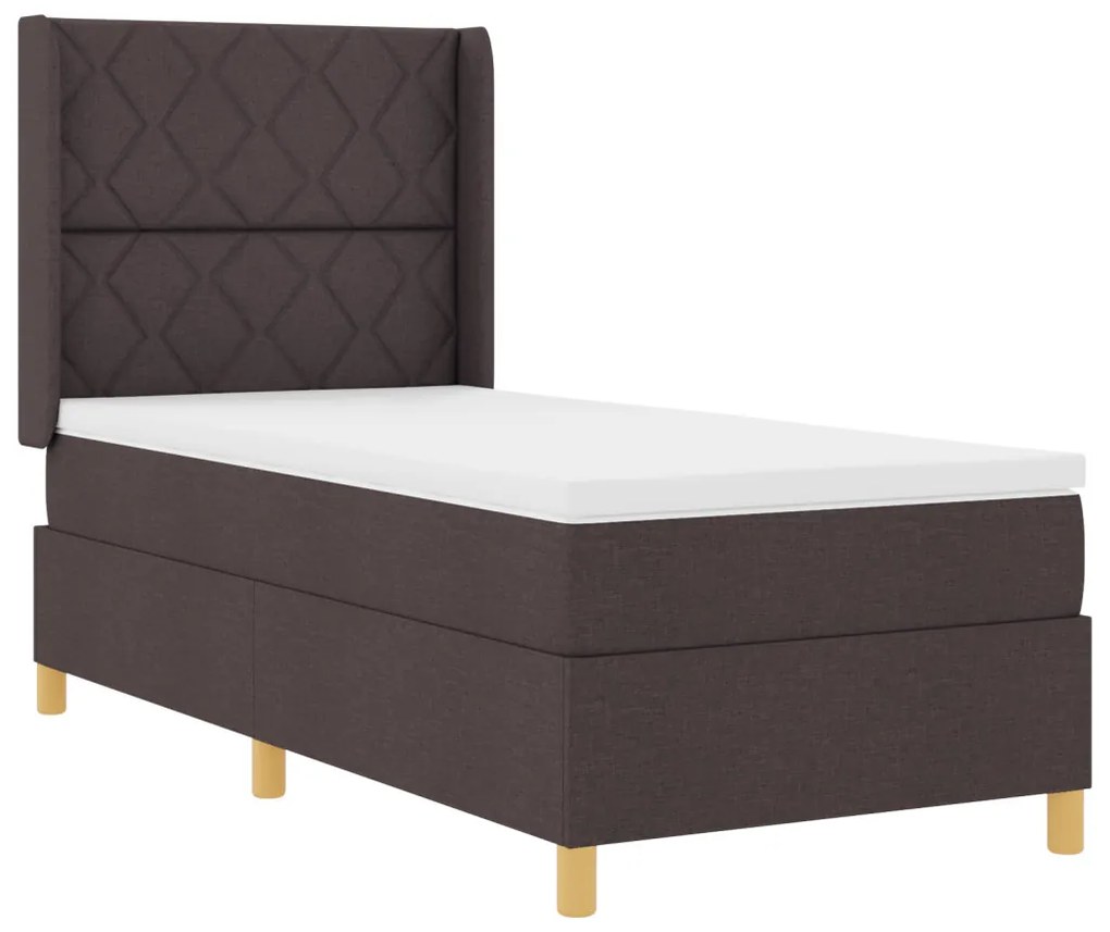 Boxspring Ágy Matrac Kétszemélyes Sötétbarna 90x200 cm Szövet