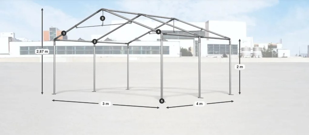 Raktárcsarnok/garázs 3x4x2m Comfort PVC 560g