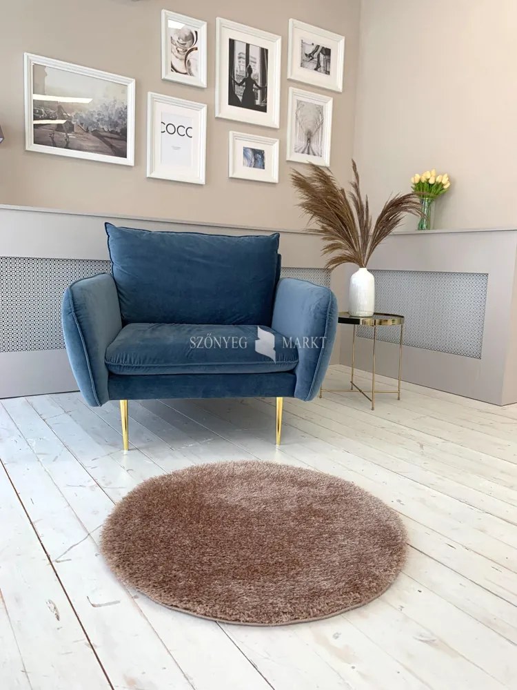 Puffy shaggy kerek szőnyeg Sötét Bézs (Dark Beige) 100x100