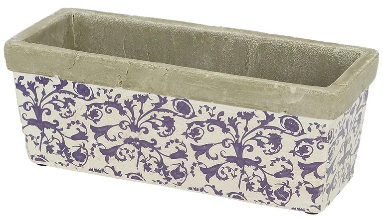 Mediterrán stílusú kerámia virágláda, 39 x 15 cm, kültéri és beltéri dekorációs kiegészítő