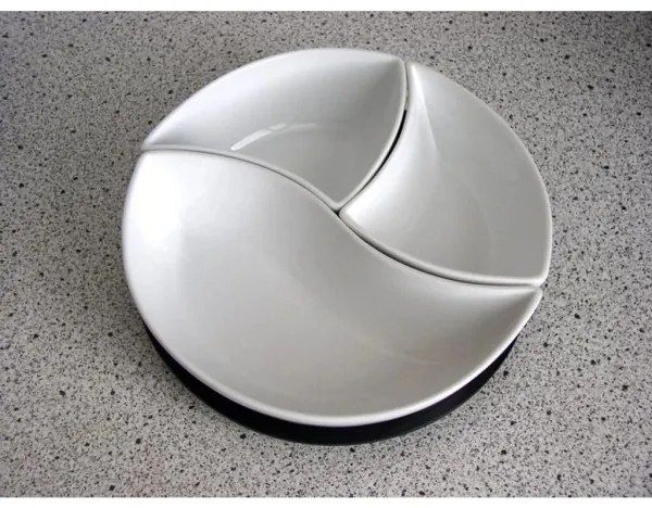 TORO 3 darabos kerámia/fa tálkaszett tálcával