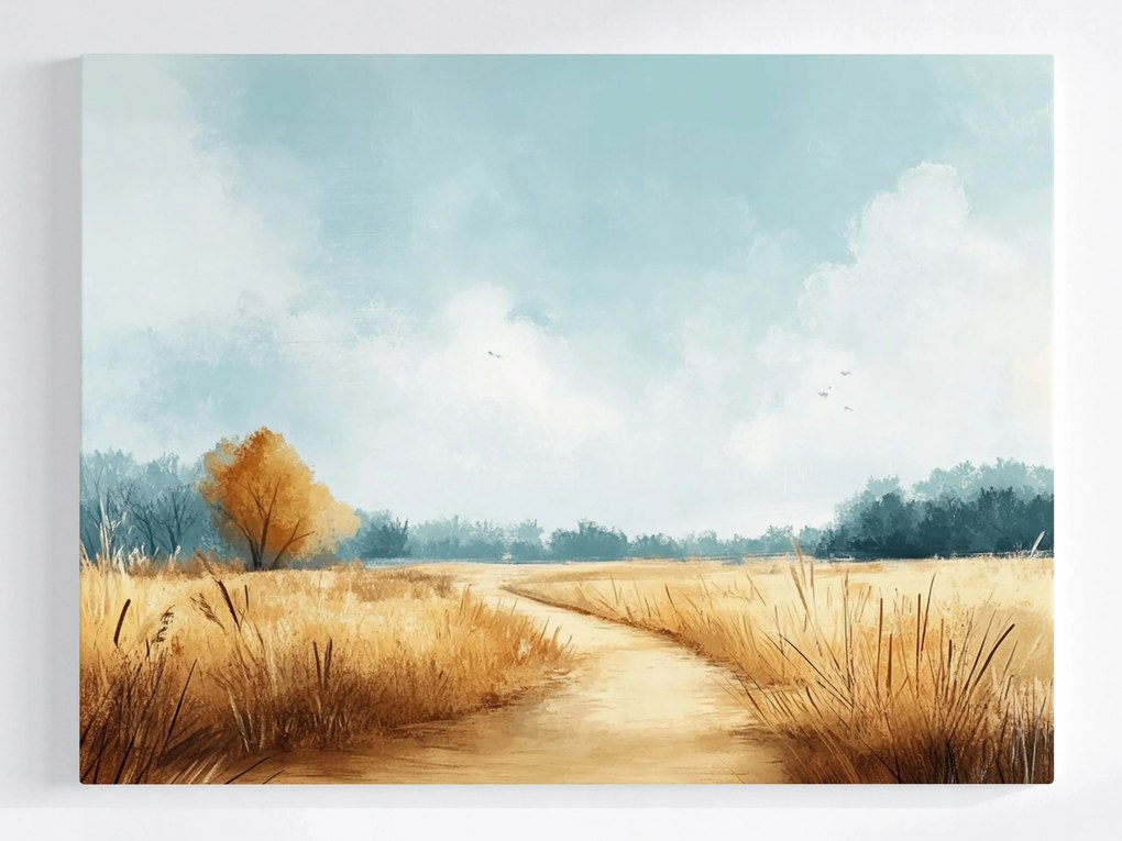 Vászonkép Canvas Tájkép Falu Mezők Út Nyugalom 80x60