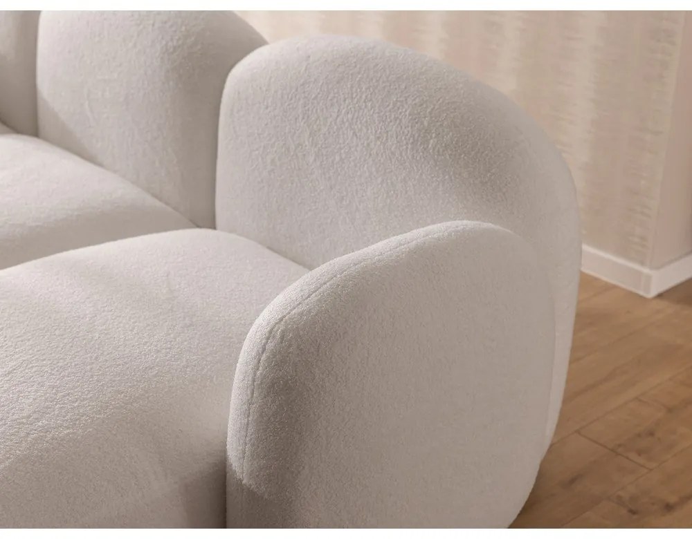 Krémszínű buklé sarokkanapé (U alakú) Orbit – Ropez