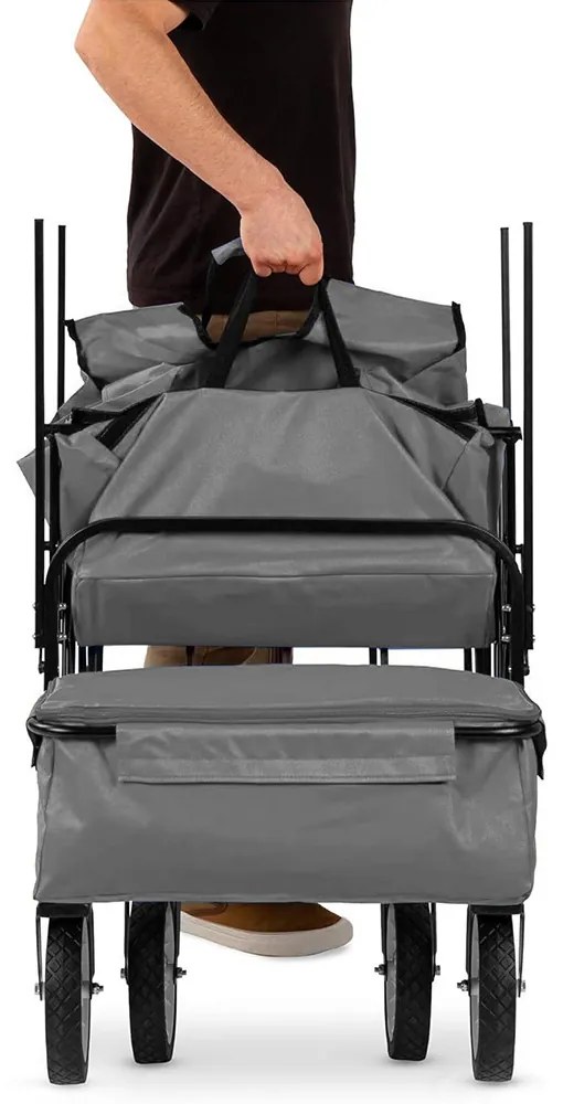 Összecsukható kocsi tetővel, húzható-tolható, szürke