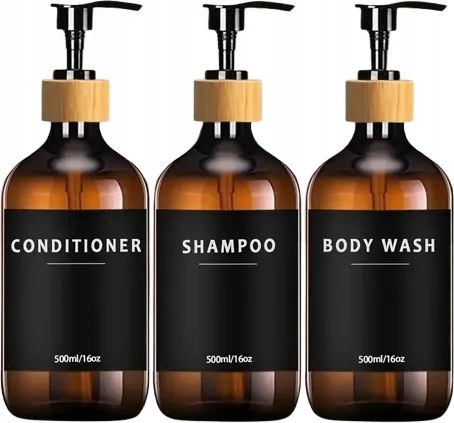 Pumpás Flakonok Fürdőszobai Adagolók Tusfürdő Sampon Barna