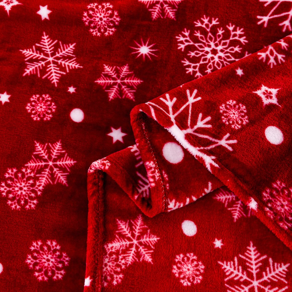 Piros karácsonyi mikroplüss pléd SNOWFALL Méret: 200 x 220 cm