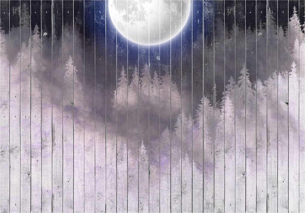 Fotótapéta Holdfényes éjszaka ködös erdő fa kerítés 520x318 +ragasztó