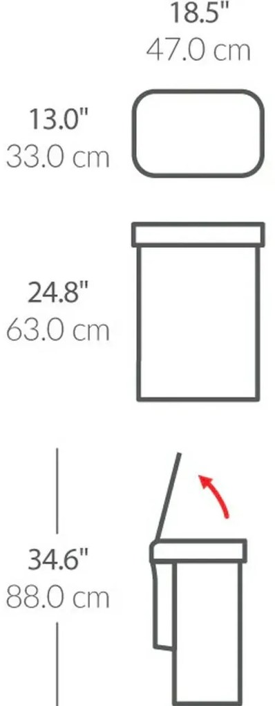 Simplehuman Érintésmentes szemeteshangérzékelővel, 58 l, rozsdamentes acél, matt
