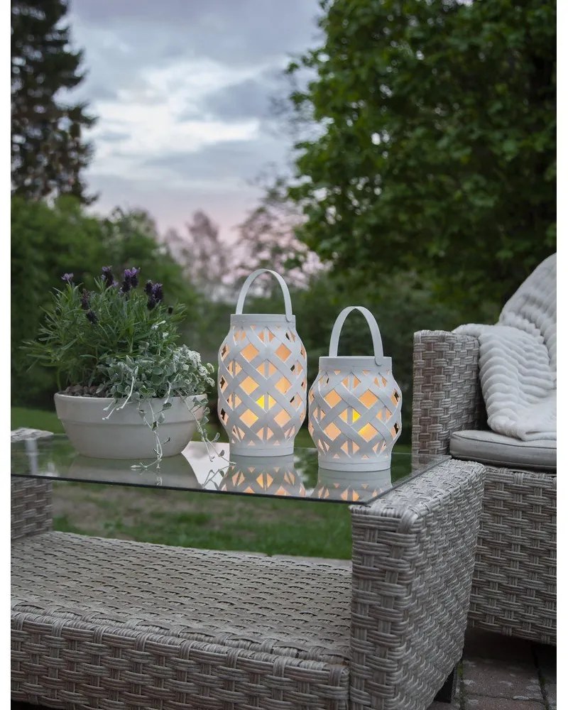 Flame Lantern fehér lámpás, magasság 16 cm - Star Trading
