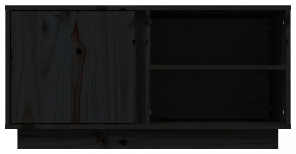 fekete tömör fenyőfa TV-szekrény 80 x 35 x 40,5 cm