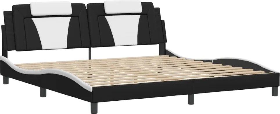 vidaXL fekete és fehér ágykeret Viana LED-ekkel matrac nélkül 200x200 cm